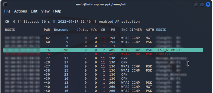 Airodump scan